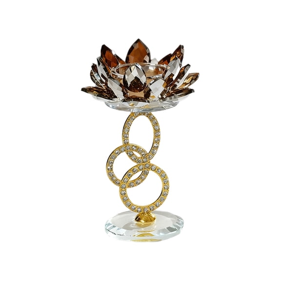 Lotus Shaped Crystal Glass Candle Holder, Elegant Home Decoration, for Christmas, Weddings and Special Occasions, Exquisite Centerpiece Adds Artistic Touch to Living Spaces