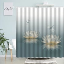 Lotus Shower Curtain Set Fantasy Chinese Style Flower Water Zen Spa Natural Landscape Waterproof Cloth Bathroom Decor with
