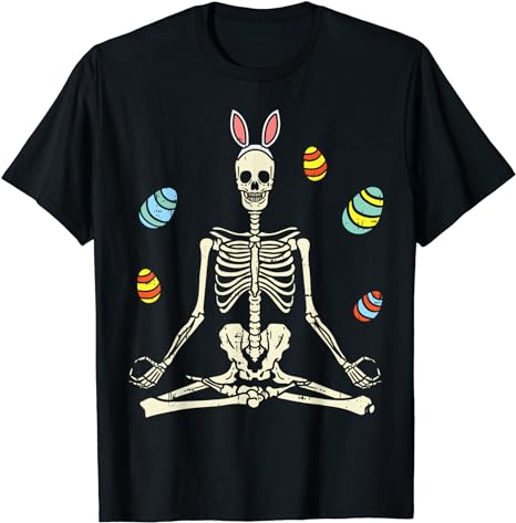 Lotus Skeleton Bunny Ears Eggs Funny Yoga Easter Gift T-Shirt - Walmart.com