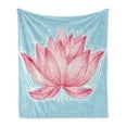 thumbnail image 1 of Lotus Soft Flannel Fleece Blanket, Gardening Theme Illustration of a Lotus Flower Pattern Botanical Design Artwork, Cozy Plush for Indoor and Outdoor Use, 50" x 70", Pink Pale Blue, by Ambesonne, 1 of 6