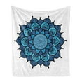 thumbnail image 1 of Lotus Soft Flannel Fleece Throw Blanket, Style Traditional Magic Vintage Leaves Symbolic Hippie Graphic, Cozy Plush for Indoor and Outdoor Use, 70" x 90", Sky and Violet Blue, by Ambesonne, 1 of 5
