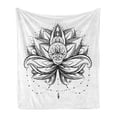 thumbnail image 1 of Lotus Soft Flannel Fleece Throw Blanket, Tattoo Style Petal Dots Shadow Ornamental Ethnic Monochrome Form, Cozy Plush for Indoor and Outdoor Use, 50" x 70", Seal Brown White, by Ambesonne, 1 of 6
