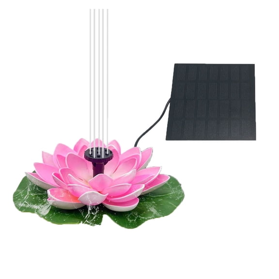 Lotus Solar Fountain Pump Floating Bird Bath 2.5W Flower Pond Decoration Garden Landscape ,Multi Nozzle Garden Decor - PINK_1.5W