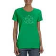 thumbnail image 1 of Lotus Spiritual Symbol Simple Line Drawing Women Kelly Green Yoga T-Shirt, Female Medium, 1 of 4