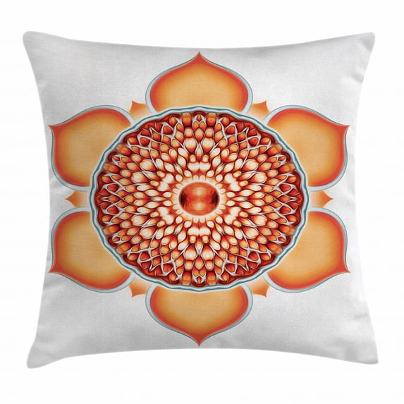 Lotus Throw Pillow Cushion Cover, Chakra Pomegranate Tibetan Mandala Renewal of Life Universe Symbol Balance, Decorative Square Accent Pillow Case, 18 X 18 Inches, Orange Vermilion, by Ambesonne