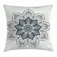 thumbnail image 1 of Lotus Throw Pillow Cushion Cover, Ethnic Mandala Asian Style Spiritual Meditation Yoga Culture Bohemian Image, Decorative Square Accent Pillow Case, 24 X 24 Inches, Indigo Grey White, by Ambesonne, 1 of 1