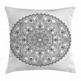thumbnail image 1 of Lotus Throw Pillow Cushion Cover, Oriental Mandala Pattern Flower Petal Effect Islamic Style Monochrome Boho Design, Decorative Square Accent Pillow Case, 18 X 18 Inches, Grey White, by Ambesonne, 1 of 2