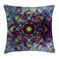 thumbnail image 1 of Lotus Throw Pillow Cushion Cover, Psychedelic Surreal Sacred Geometry Mandala Background with Futuristic Effects Print, Decorative Square Accent Pillow Case, 18 X 18 Inches, Multicolor, by Ambesonne, 1 of 2