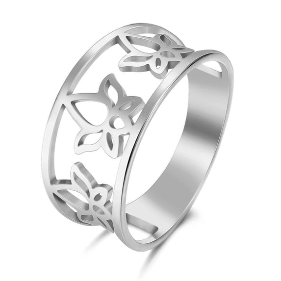 Lotus Titanium Steel Ring: Stainless Steel Couple Style Ring, Rust-Resistant, Non-Allergic, Birthday Gift