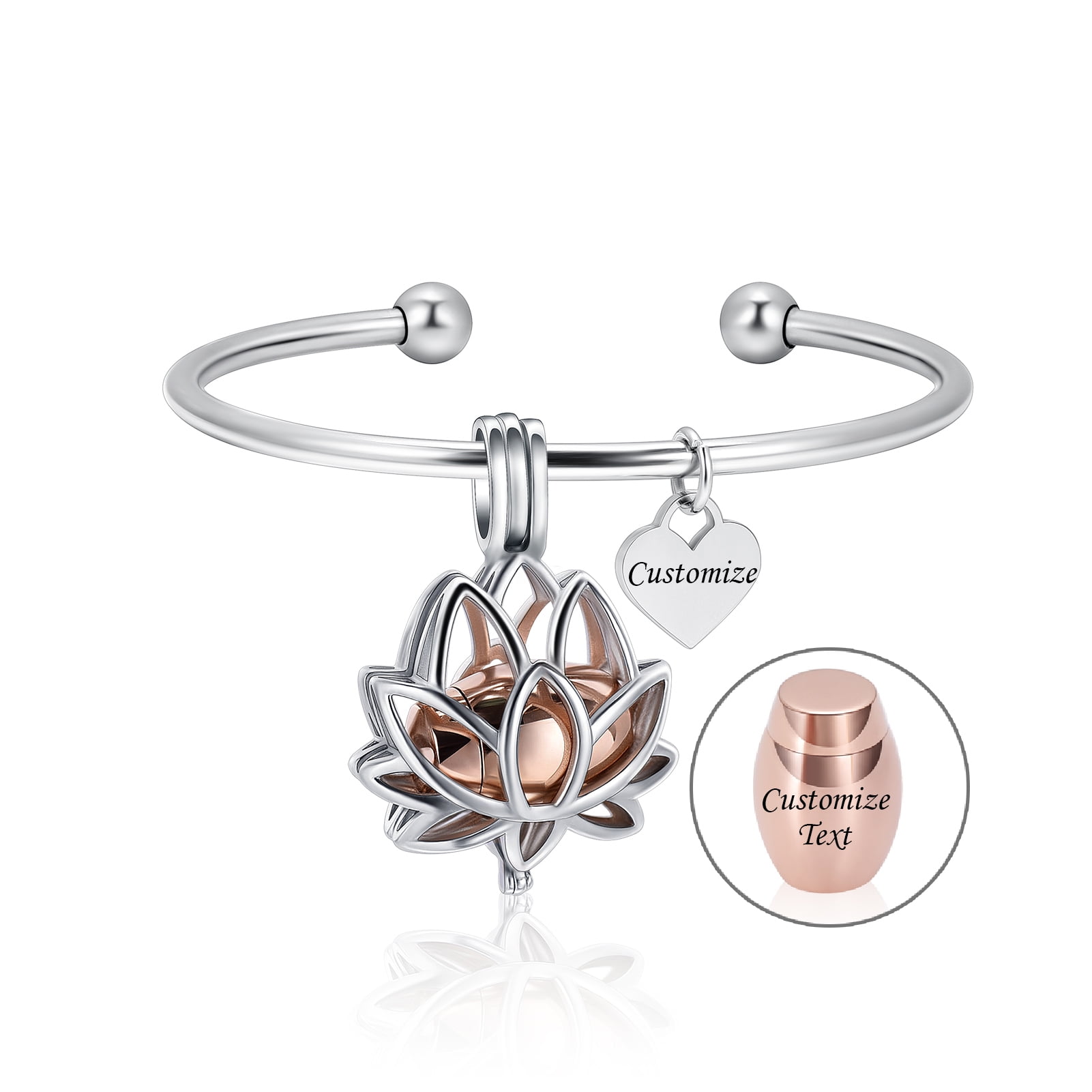 Lotus Urn Pendant Funeral Urns Bracelet for Cremation Ashes Bangle