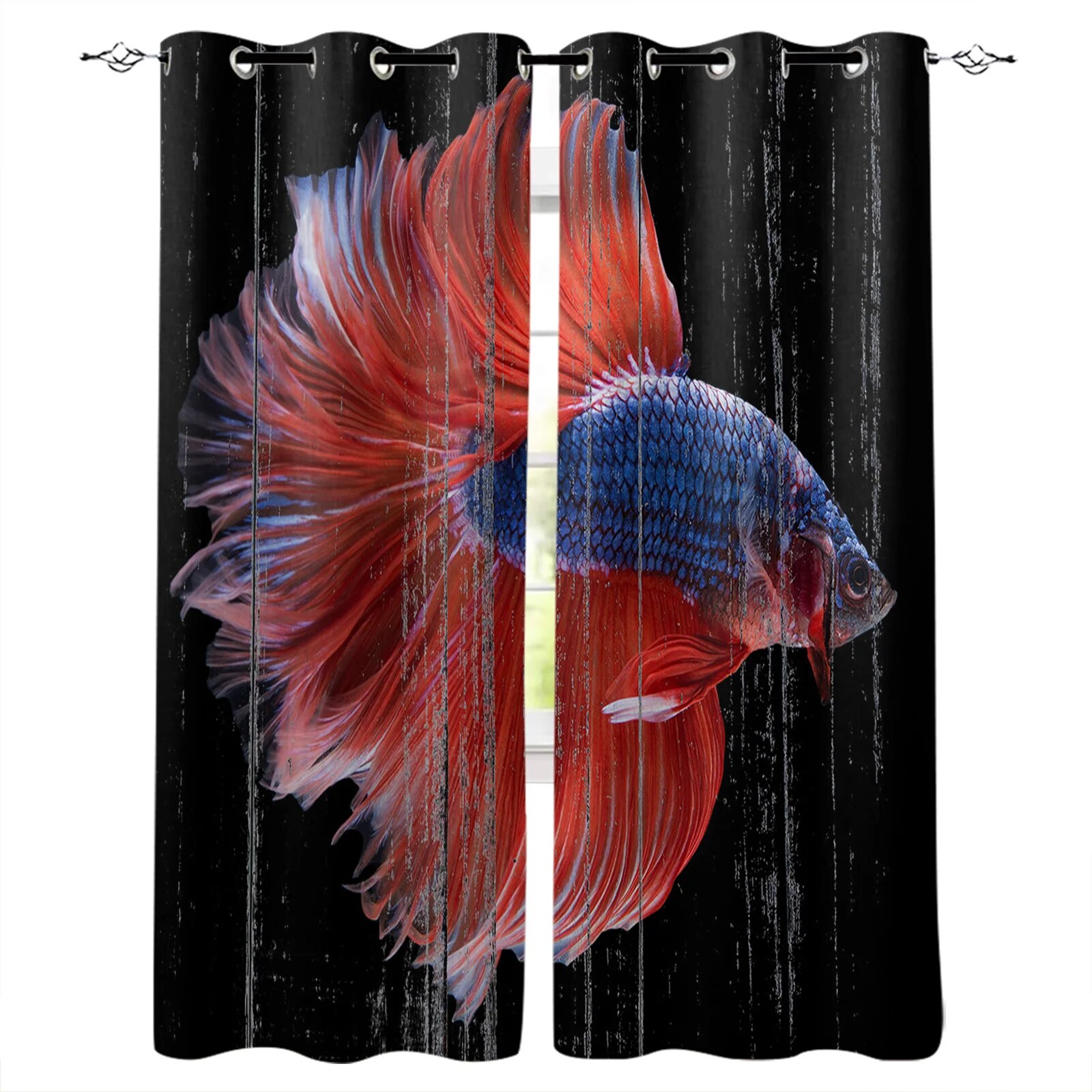 Lotus Varicolored Koi Fish Window Treatments Curtains Valance Curtain Rod Living Room Bathroom