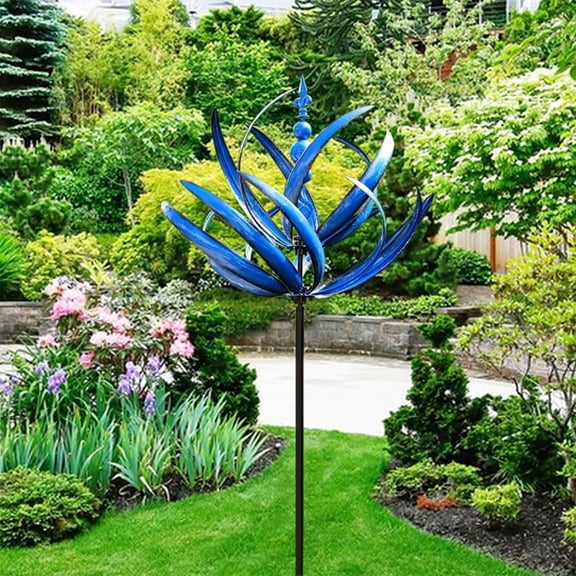 Lotus Wind Spinner – 35.4 Inch Large Metal Kinetic Wind Sculpture for Garden & Yard, 360 ° Swivel Outdoor Decor – Elegant Lotus Flower Design for Patio, Lawn, Backyard – Iron, Weather-Resistant
