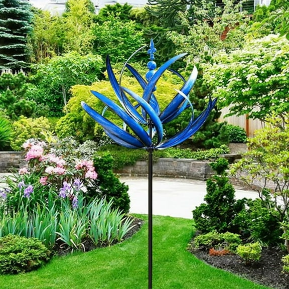 Lotus Wind Spinner - 35.4" Large Metal Kinetic Wind Sculpture for Garden & Yard, 360° Swivel Outdoor Decor - Elegant Lotus Flower Design for Patio & Lawn