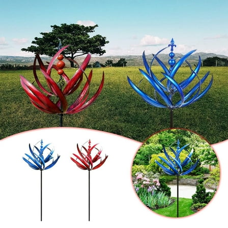 Lotus Wind Spinner - 35.4" Large Metal Kinetic Wind Sculpture for Garden & Yard, 360° Swivel Outdoor Decor - Elegant Lotus Flower Design for Patio & Lawn
