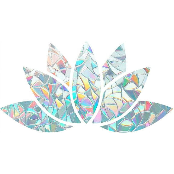 Lotus Window Clings Anti-Collision Glass Decals Rainbow Stickers Window Glass Decal Sun Catcher Decorations Non Adhesive Prismatic Vinyl for Prevent Stop Birds