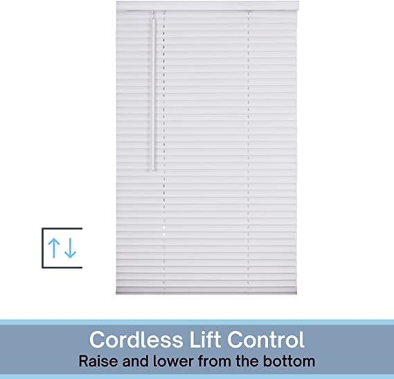 Lotus & Windoware Cordless 1" Vinyl Mini Blind 70.5" Wide x 72" Long, White (MLX70572WH