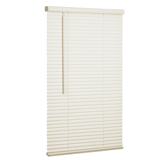 Lotus & Windoware Cordless 1" Vinyl Mini Blind Light Filtering Horizontal Blind, 47" Width x 64" Length, Alabaster, Smooth