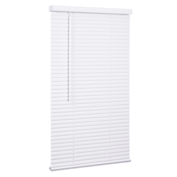 Lotus & Windoware Cordless 1" Vinyl Mini Blind Light Filtering Horizontal Blind, 53" Width x 48" Length, White, Smooth