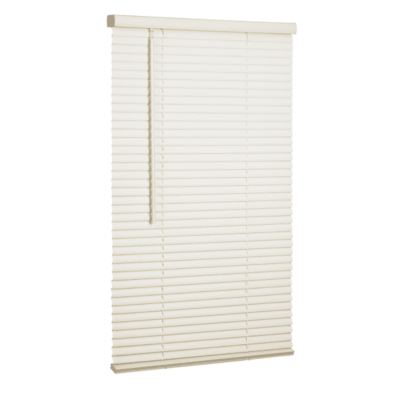 Lotus & Windoware Cordless 1" Vinyl Mini Blind Light Filtering Horizontal Blind, 55" Width x 64" Length, Alabaster, Smooth