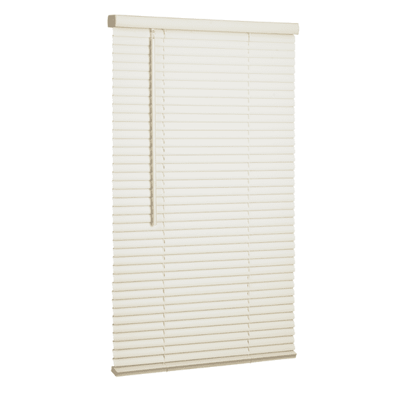 Lotus & Windoware Cordless 1" Vinyl Mini Blind Light Filtering Horizontal Blind, 63" Width x 60" Length, Alabaster, Smooth