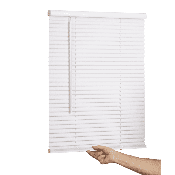 Lotus & Windoware 1" Cordless Vinyl Light Filtering Mini Blind Horizontal Blind, White, 69"x48"