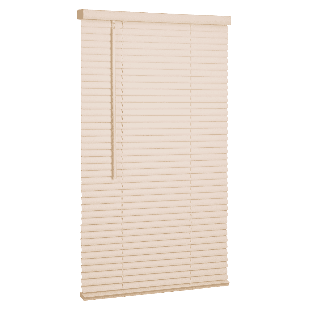 Lotus & Windoware Cordless 1" Vinyl Mini Blind Light Filtering Horizontal Blind,  12" Width x 84" Length, White, Smooth