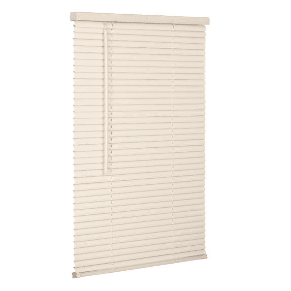 Lotus & Windoware Cordless 1" Vinyl Plus Light Filtering Horizontal Mini Blind, 39" W x 84" L, Alabaster, Smooth