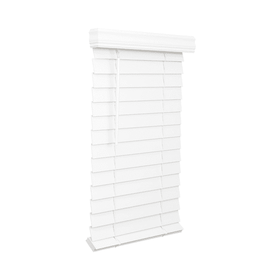 Lotus & Windoware Cordless 2-1/2 inch Faux Wood Room Darkening Horizontal Blind, 23" W x 24" L, Bright White, Smooth