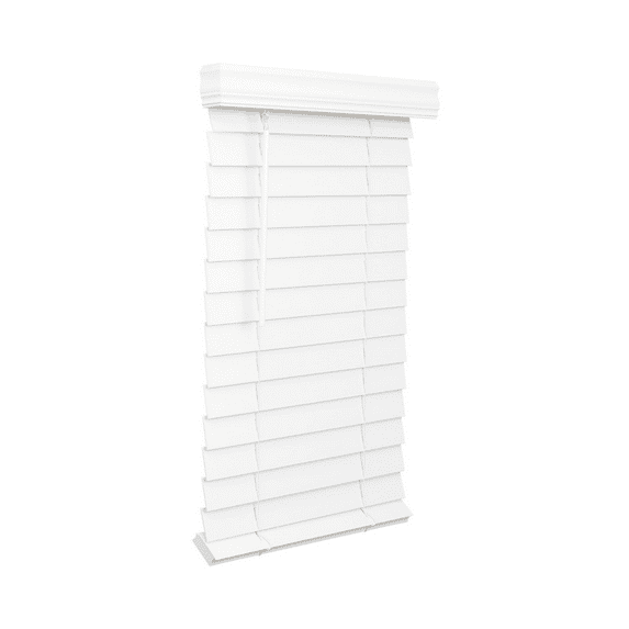 Lotus & Windoware Cordless 2-1/2 inch Faux Wood Room Darkening Horizontal Blind, 23" W x 72" L, Bright White, Smooth