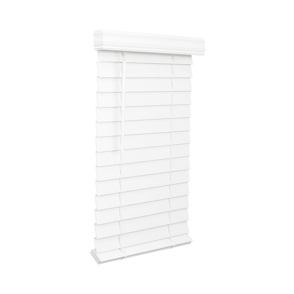 Lotus & Windoware Cordless 2-1/2 inch Faux Wood Room Darkening Horizontal Blind, 34" W x 60" L, Bright White, Smooth