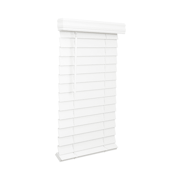 Lotus & Windoware Cordless 2-1/2 inch Faux Wood Room Darkening Horizontal Blind, 59" W x 48" L, Bright White, Smooth