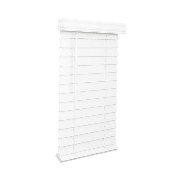 Lotus & Windoware Cordless 2-1/2 inch Faux Wood Room Darkening Horizontal Blind, 63" W x 60" L, Bright White, Smooth