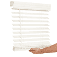 thumbnail image 1 of Lotus & Windoware Cordless 2" Faux Wood Room Darkening Horizontal Blind, 17" W x 60" L, Soft White, Smooth, 1 of 6