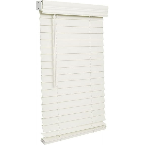 Lotus & Windoware Cordless 2" Faux Wood Room Darkening Horizontal Blind, 17" W x 84" L, Soft White, Smooth