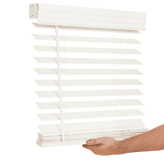 Lotus & Windoware 2" Cordless Faux Wood Room Darkening Horizontal Blind, Soft White, 18"x48"