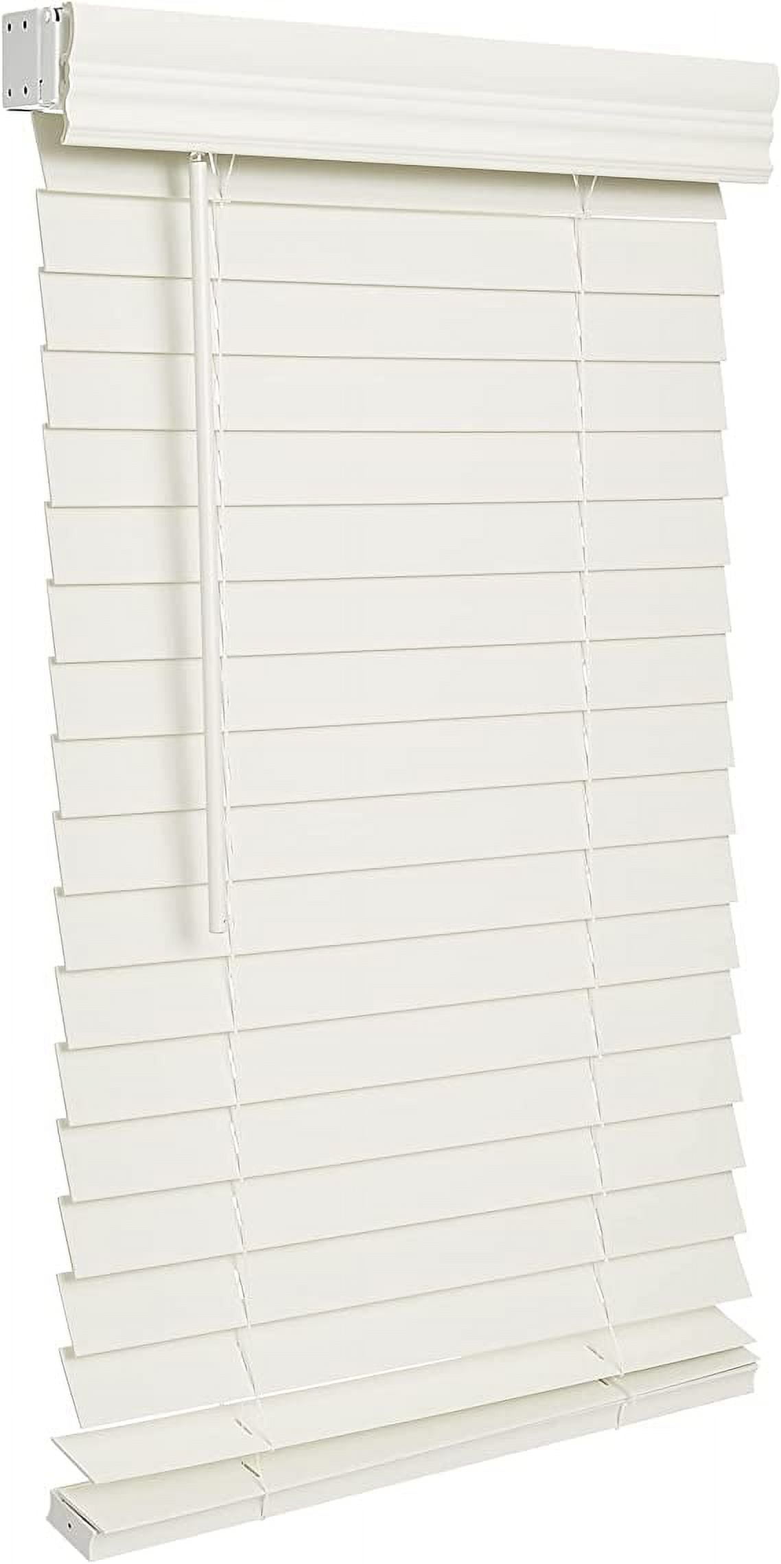 Off-White Cordless Faux Wood Room Darkening Blinds, 22" x 36"