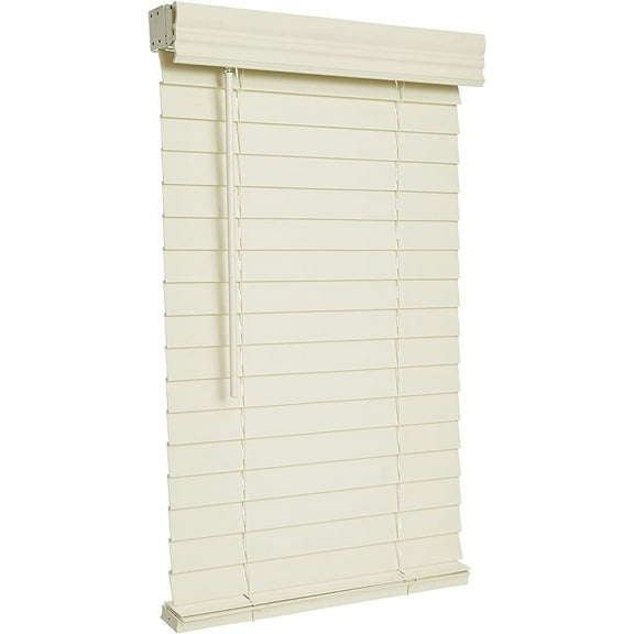 Lotus & Windoware Cordless 2" Faux Wood Room Darkening Horizontal Blind, 25" Width x 72" Length, Alabaster, Smooth