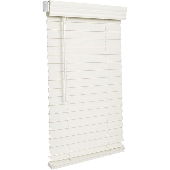 Lotus & Windoware Cordless 2" Faux Wood Room Darkening Horizontal Blind, 26" W x 42" L, Soft White, Smooth