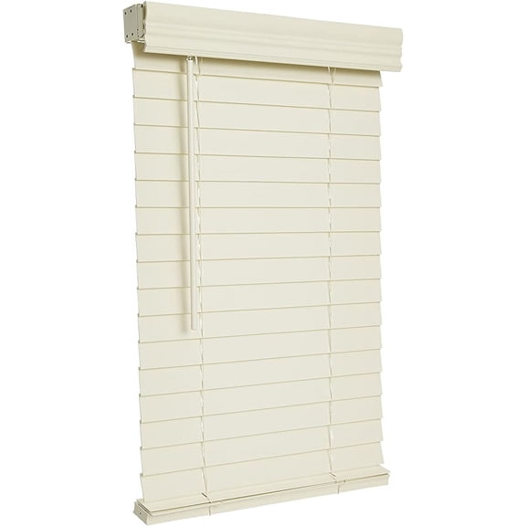 Lotus & Windoware Cordless 2" Faux Wood Room Darkening Horizontal Blind, 27" Width x 84" Length, Alabaster, Smooth