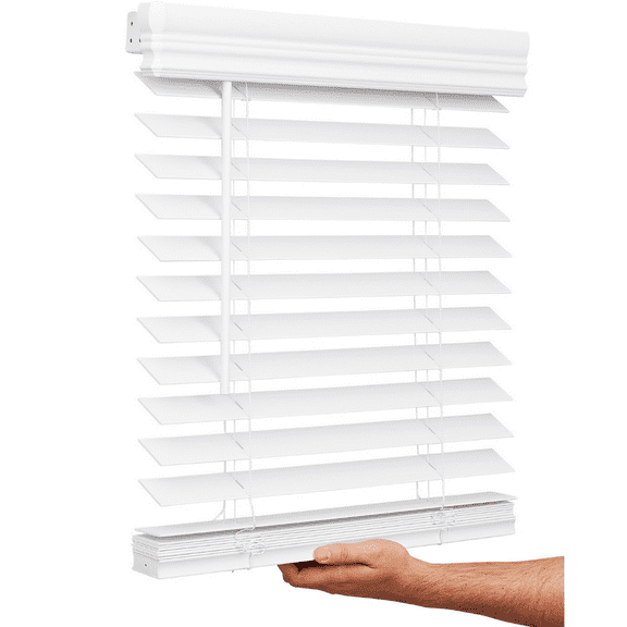 Lotus & Windoware Cordless 2" Faux Wood Room Darkening Horizontal Blind, 30" W x 48" L, Bright White, Smooth