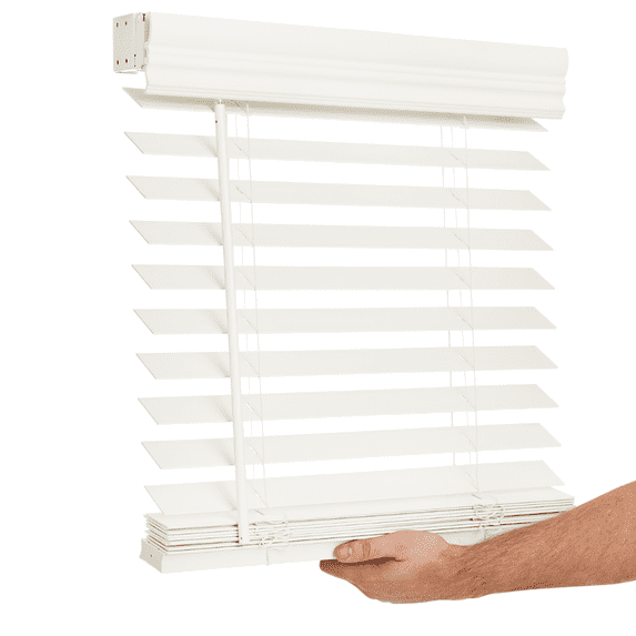 Lotus & Windoware Cordless 2" Faux Wood Room Darkening Horizontal Blind, 30" W x 50" L, Soft White, Smooth