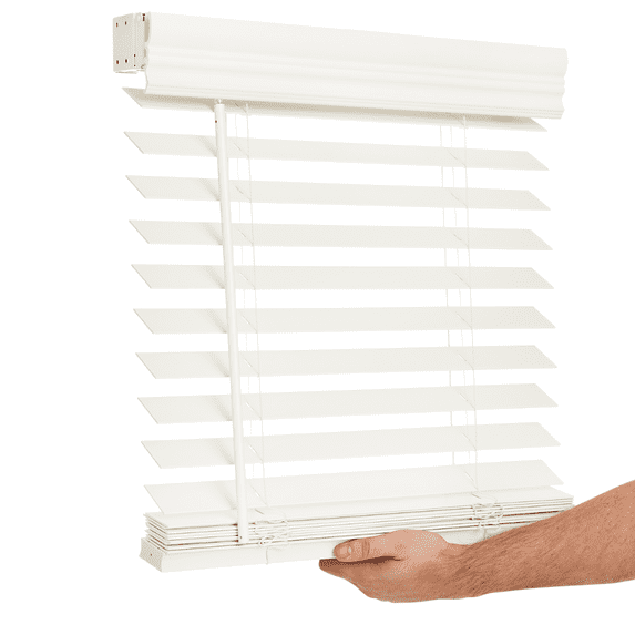 Lotus & Windoware Cordless 2" Faux Wood Room Darkening Horizontal Blind, 31.5" W x 60" L, Soft White, Smooth
