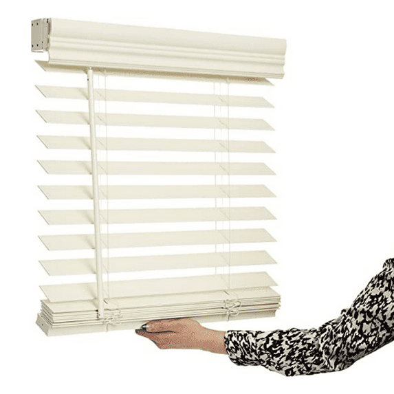 Lotus & Windoware Cordless 2" Faux Wood Room Darkening Horizontal Blind, 31" W x 72" L, Alabaster, Smooth