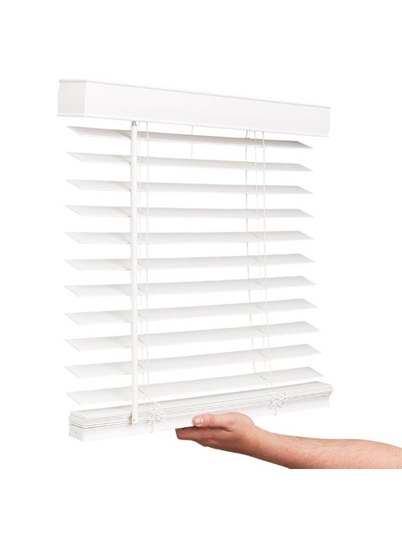 Cordless 2" Faux Wood Room Darkening Horizontal Blind, Snow White