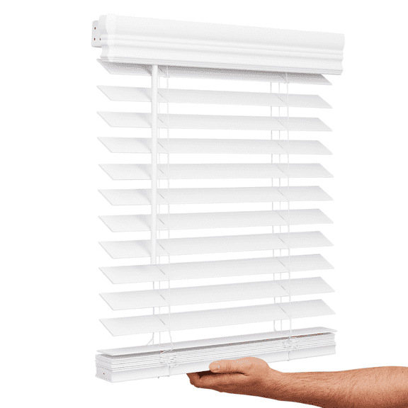 Lotus & Windoware 2" Cordless Faux Wood Room Darkening Horizontal Blind, Bright White, 43"x60"