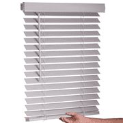 Lotus & Windoware Cordless 2" Faux Wood Room Darkening Horizontal Blind, Light Gray