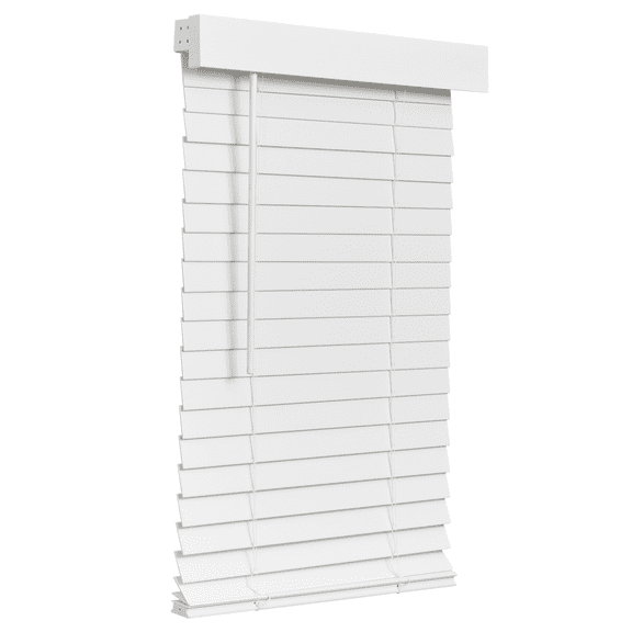 Lotus & Windoware Cordless Faux Wood Blind, Smooth, Bright White, Privacy Slats, Blinds for Indoor Windows, 28" Wide x 72" Long