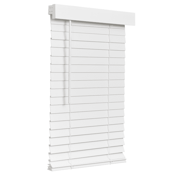 Lotus & Windoware Cordless Faux Wood Blind, Smooth, Bright White, Privacy Slats, Blinds for Indoor Windows, 51" Wide x 72" Long