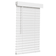 Lotus & Windoware Cordless Faux Wood Blind, Smooth, Bright White, Privacy Slats, Blinds for Indoor Windows, 83" Wide x 36" Long