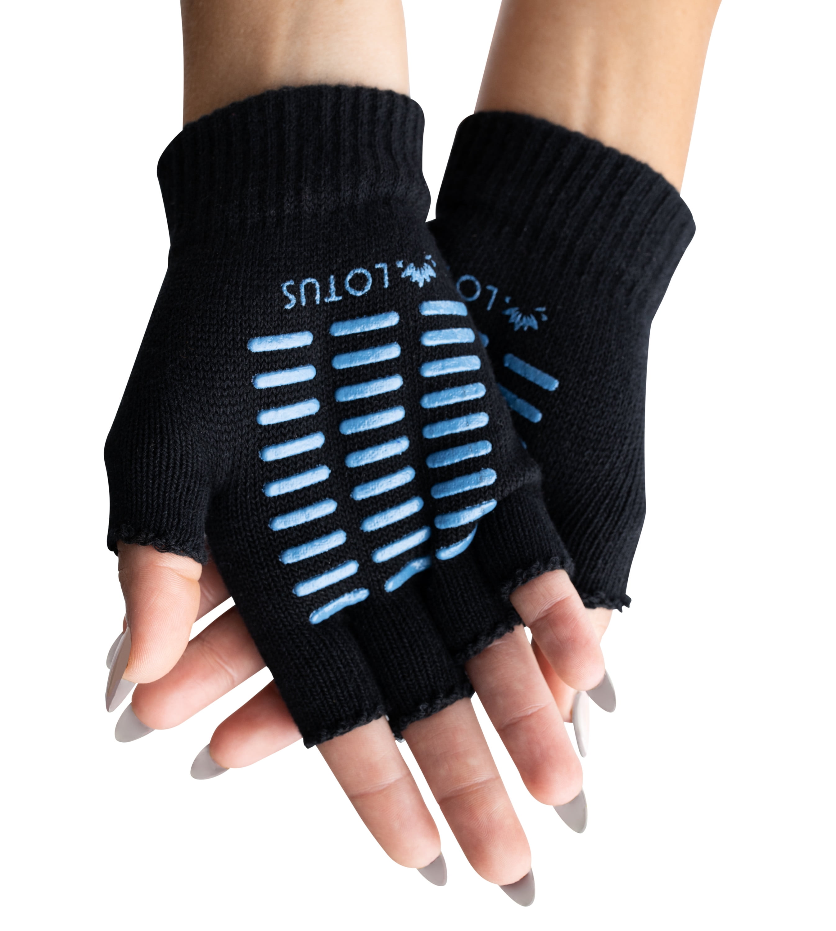 Lotus Yoga Grip Gloves with Open Finger Design for Maximum Grip and